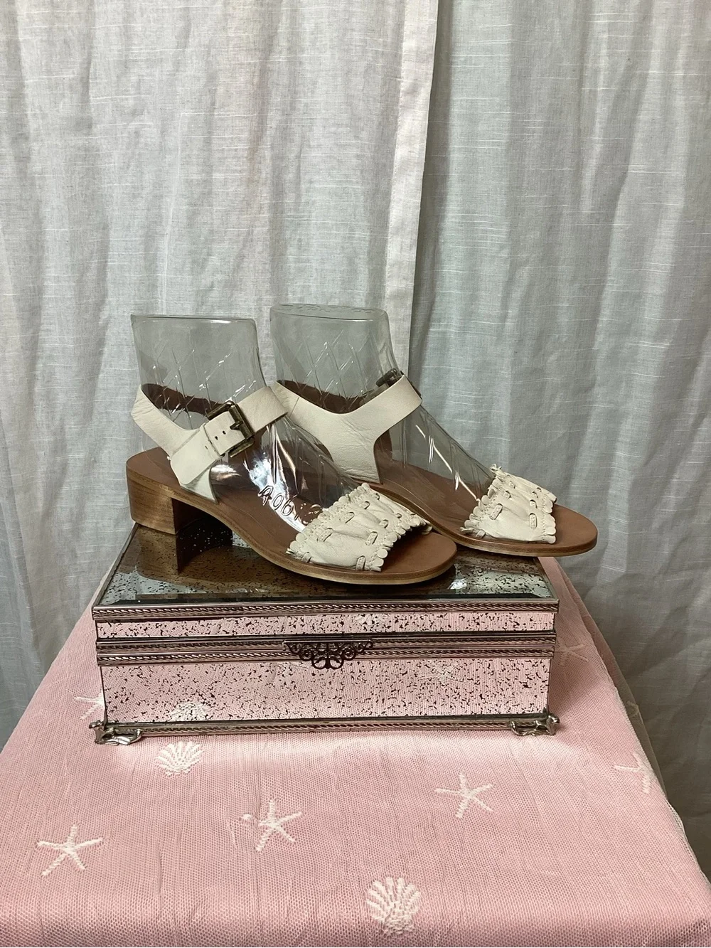 See by Chloe Robin Bicolor Rickrack-Trim Wedged Sandals; Size: 10